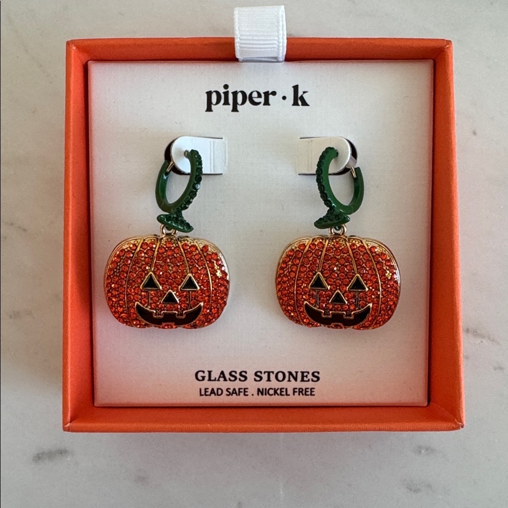New! piper•k Jack O’Lantern Earrings
